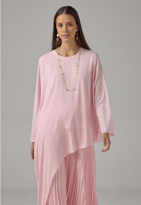 Long Sleeve High-Low Basic Blouse 