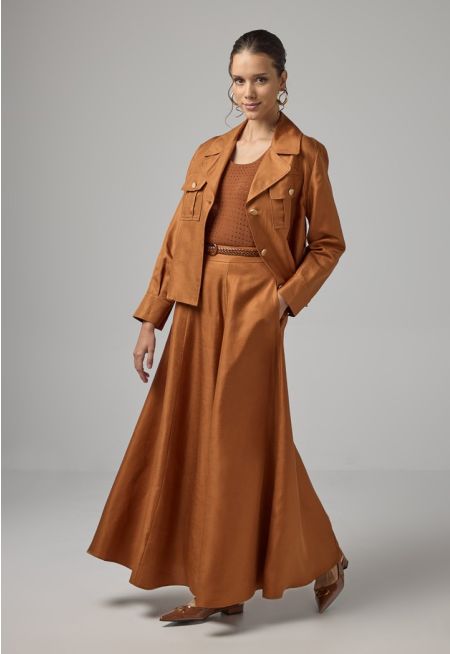 Solid Flared Maxi Skirt