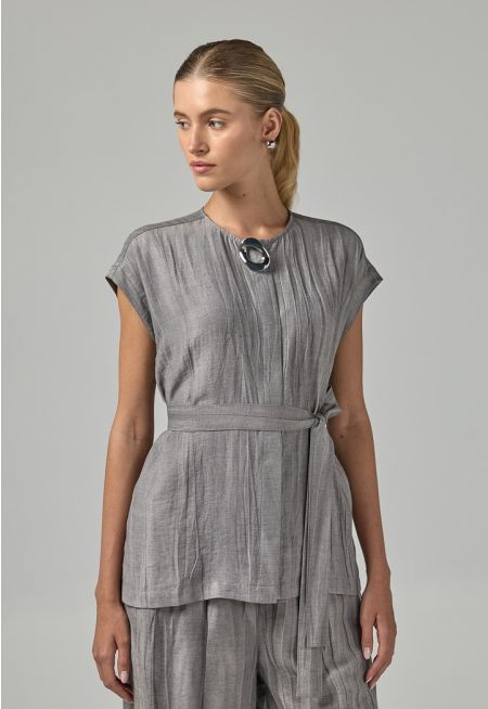 Basic Crinkled Sleeveless Top