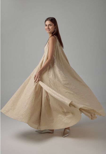 Sequin Embellished Belted Maxi Dress