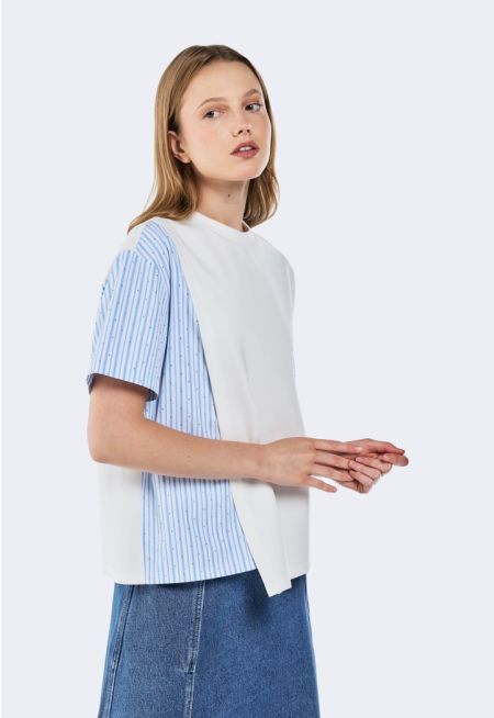 Crystal Embellished Striped T-Shirt