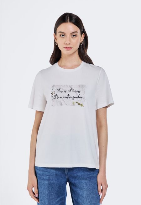 Embroidered Printed Motif T-Shirt