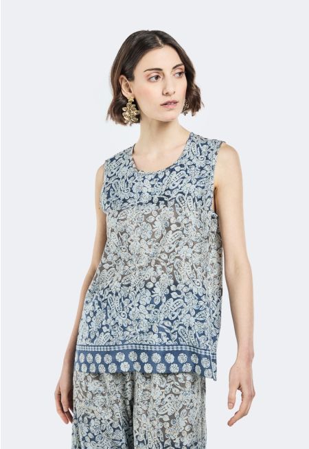 Floral Print Sleeveless Top