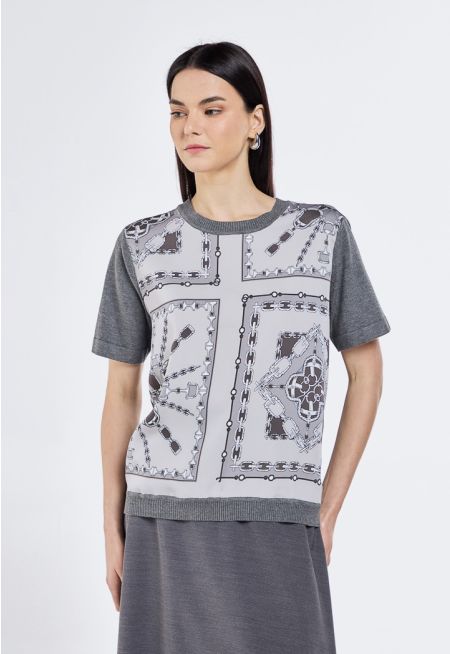 Chain Print Knitted Top