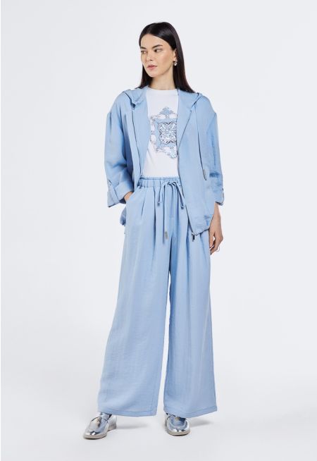 Solid Elastic Wasit Trousers