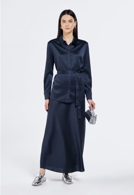 A-line Textured Maxi Skirt