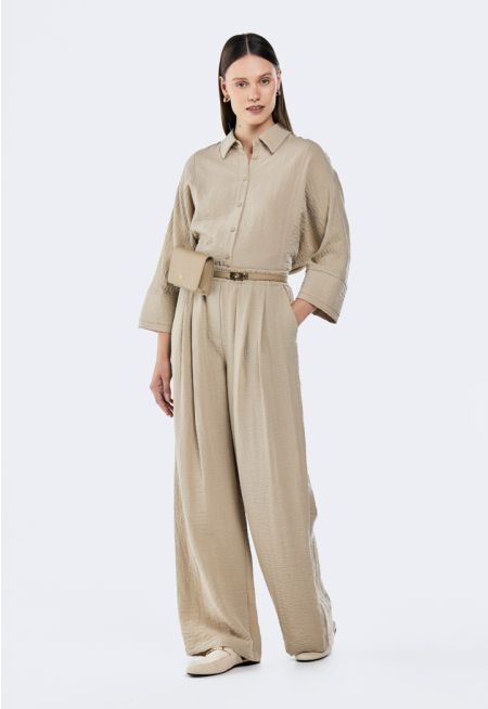 High Waist Crinkled Trousers