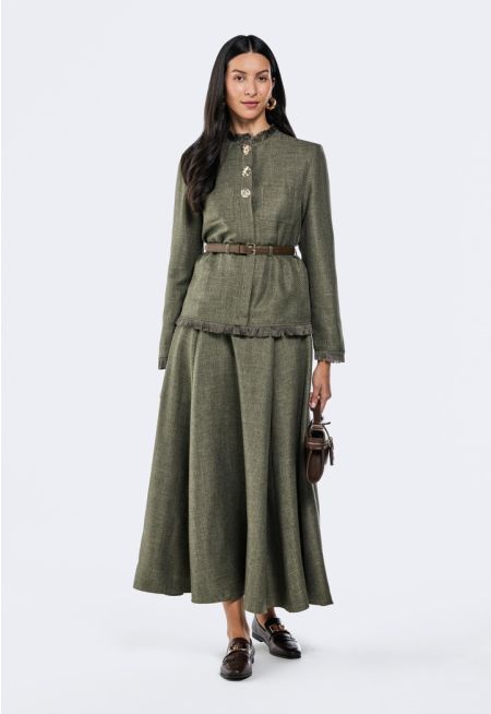 Twill Flared Maxi Skirt