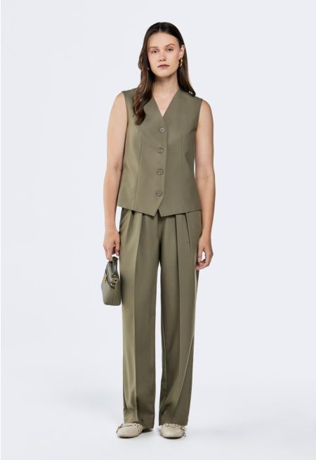 High Waist Pleated Trousers