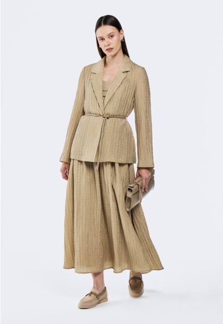 Smocked Waist Textured Dress