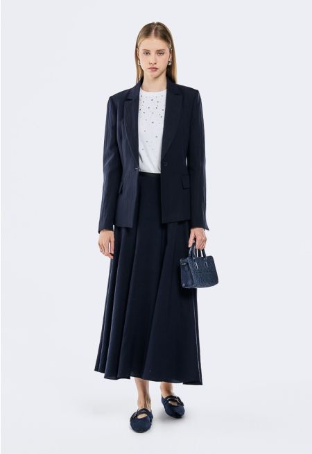 Solid Dramatic Flared Skirt