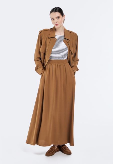 Elasticated Waist Flared Skirt