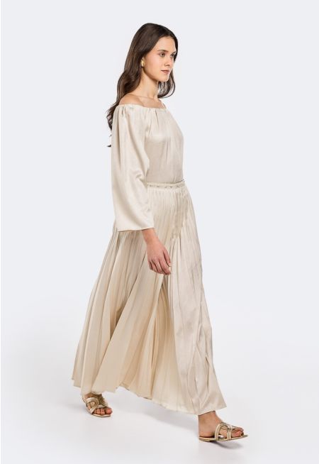 Pleated Crinkled Palazzo Trousers
