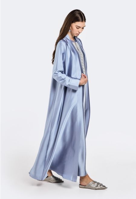Solid Crinkled Satin Abaya