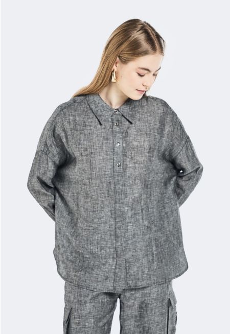 Solid Drop Shoulder Shirt