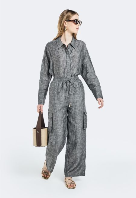 Elastic Waist Straight Cut Trousers