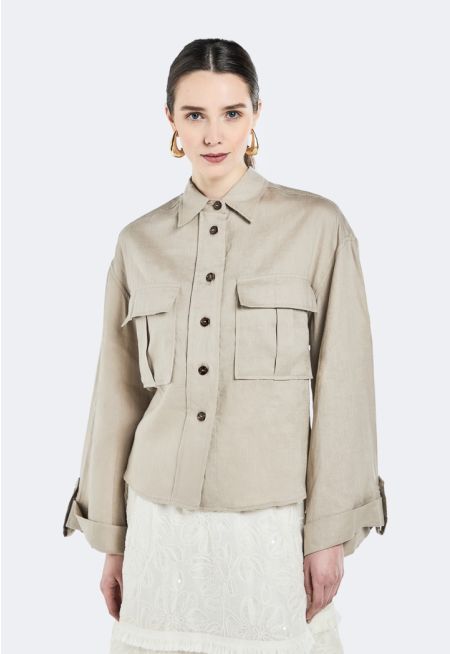 Drop Shoulder Linen Shirt