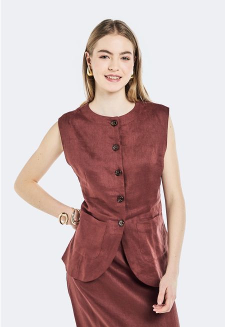 Solid Linen Vest
