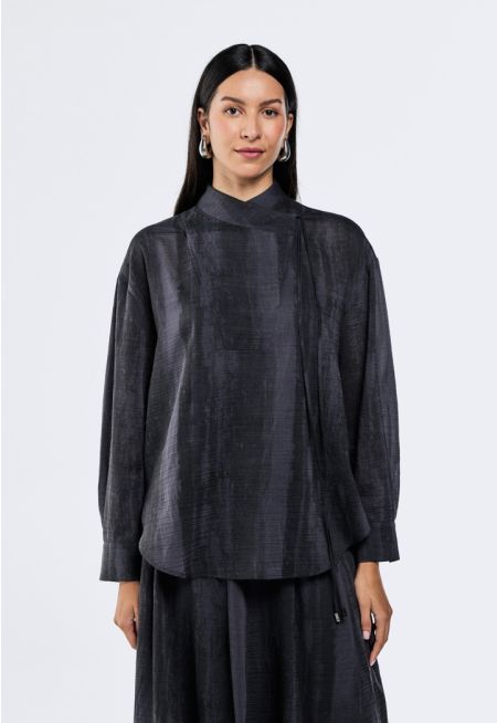 Tie Neck Textured Blouse (2 PCS)