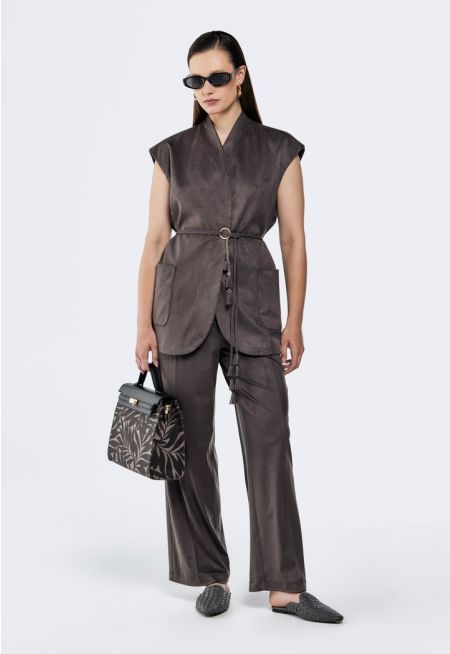 High Waist Suede Trousers