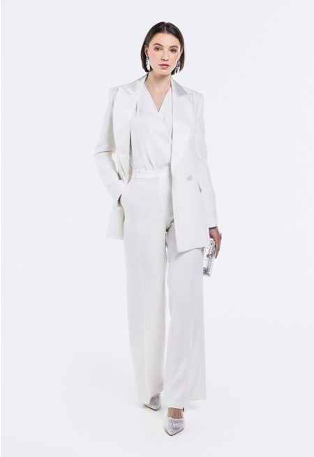 High Waist Satin Trim Trousers