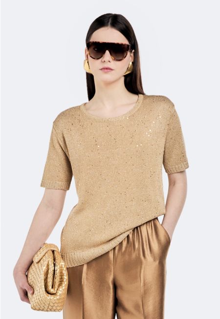 Knitted Sequin Embellished Top