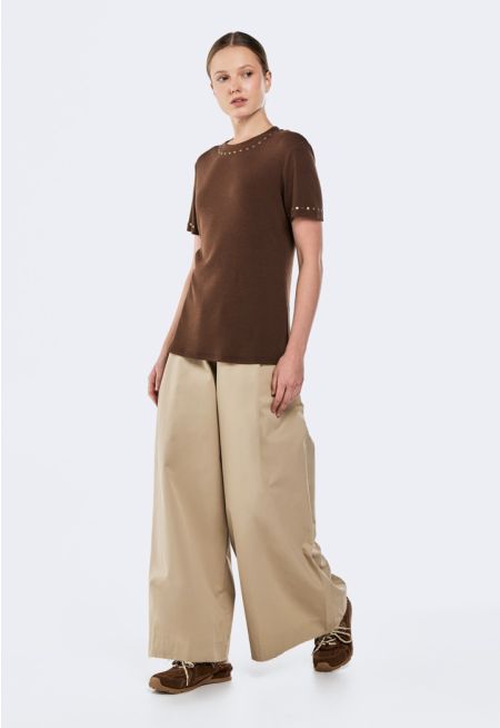 Solid Wide Leg Trousers