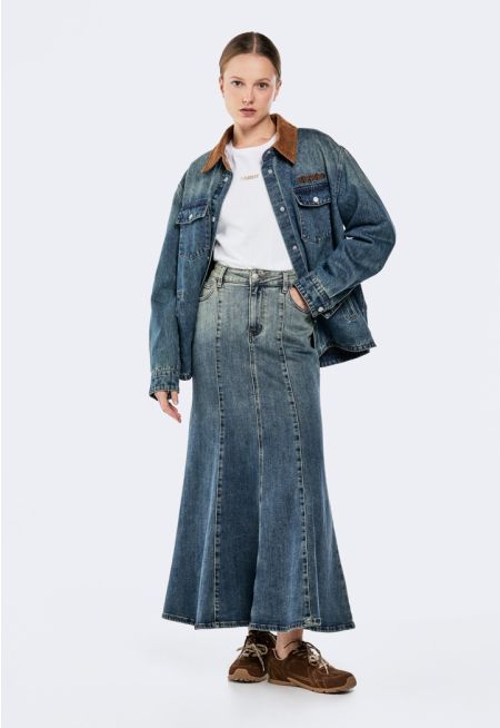 A-Line Maxi Denim Skirt