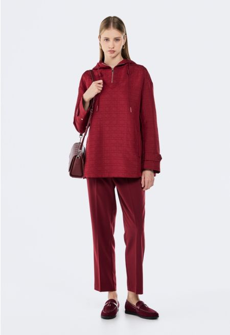 Solid Elastic Waist Trousers