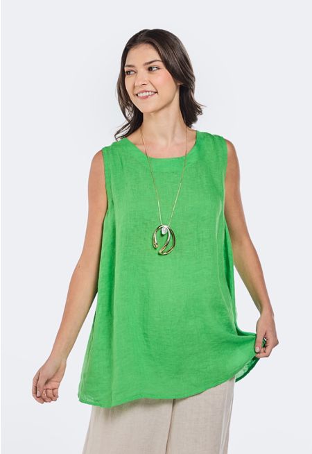 Back Tie Neck Linen Top