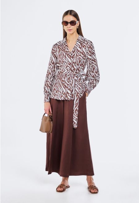Solid Pleated Palazzo Trousers