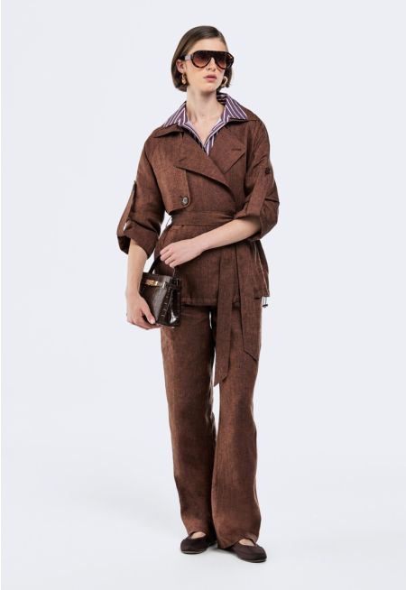 Solid High Waist Trousers