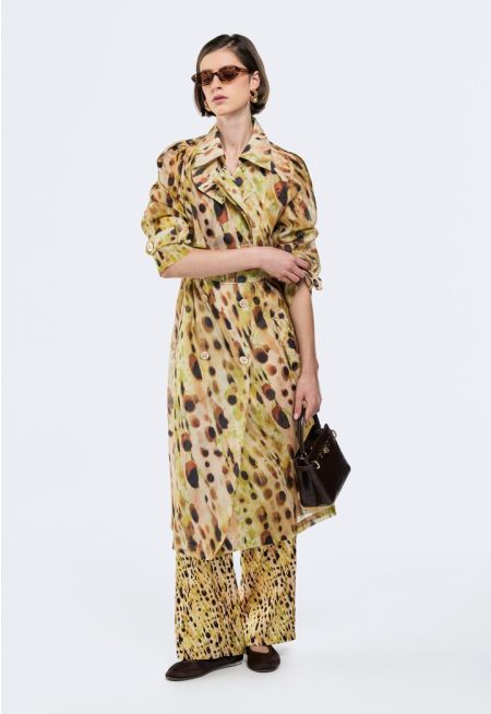 Printed Organza Trench Coat