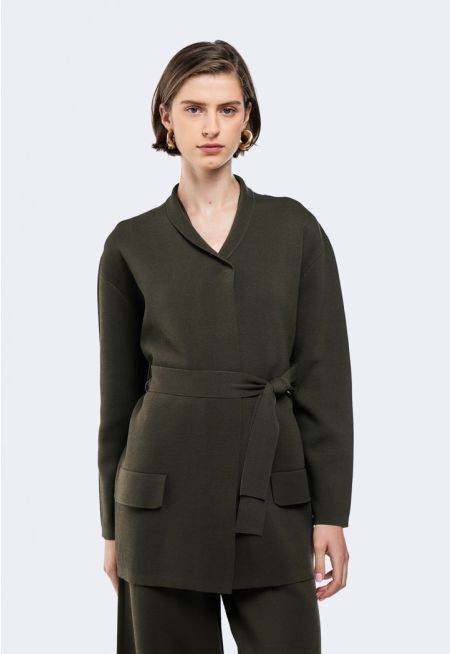 Knitted Belted Cardigan