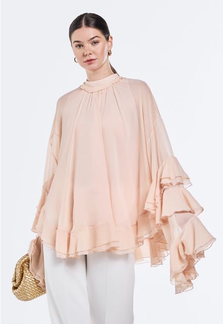 Tie Neck Layered Blouse