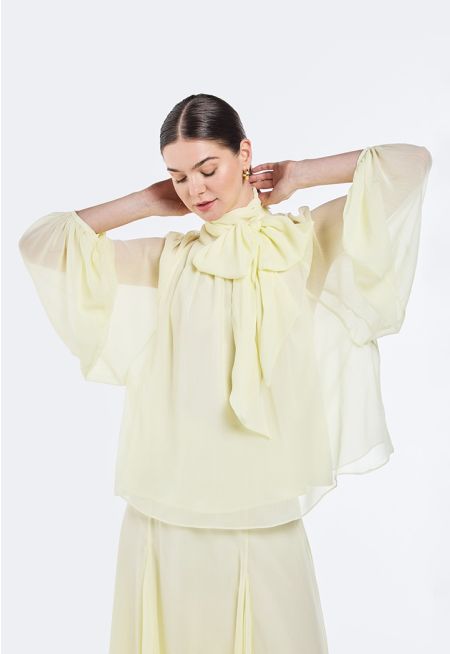 Back Tie Neck Blouse