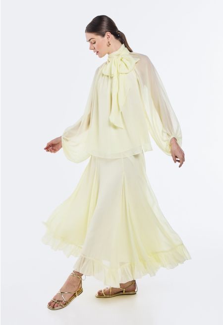 Flared Ruffled Hem Skirt