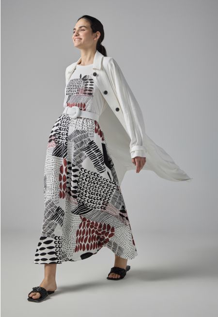 Printed Elastic Waistband Skirt