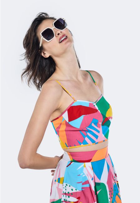 Multicolor Printed Cropped Top