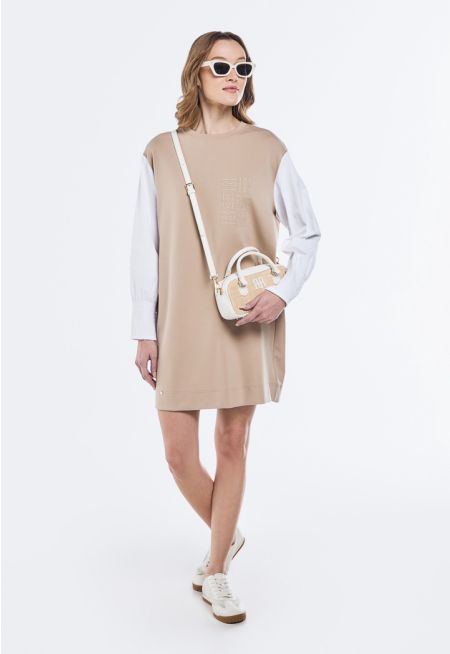 Contrast Sleeve Jersey Dress