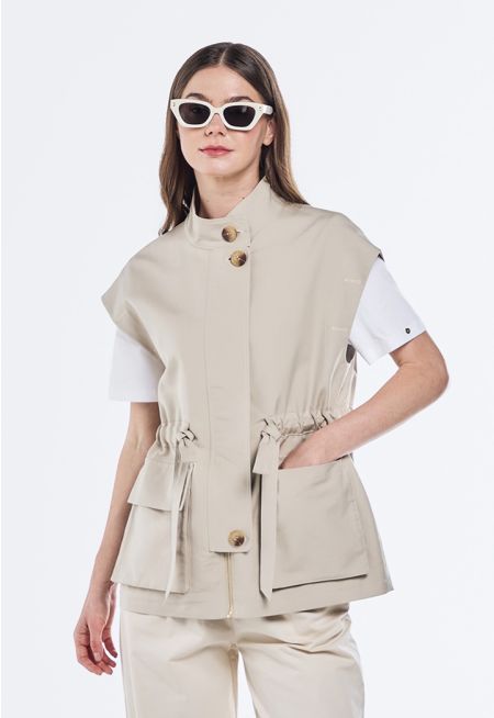 Drawstring Waist Solid Vest