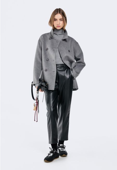 High Waist PU Leather Trousers