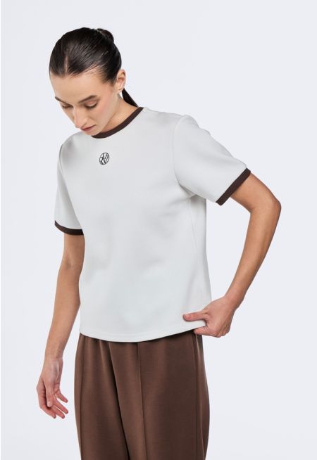Embroidered T-Shirt With Contrast Panels