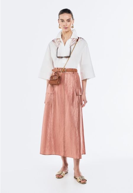 Crinkled Cargo Pocket Skirt