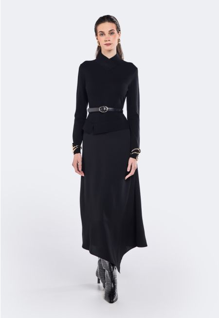 Asymmetrical Hem Knitted Dress