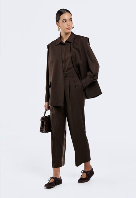Solid Pleated-Waist Trousers