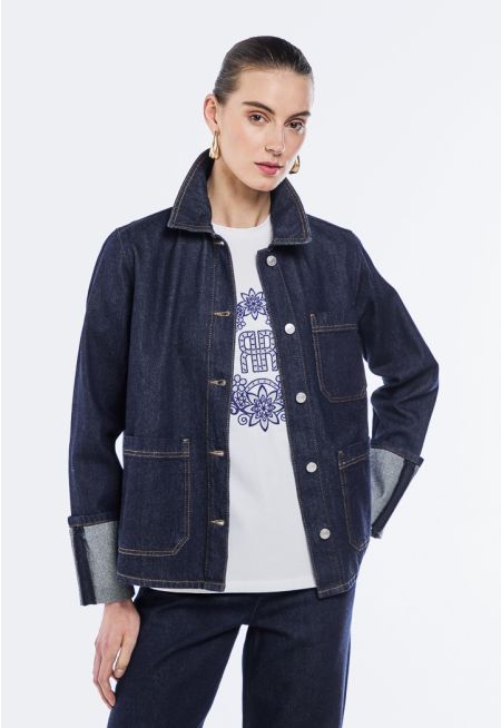 Folded Cuff Denim Jacket