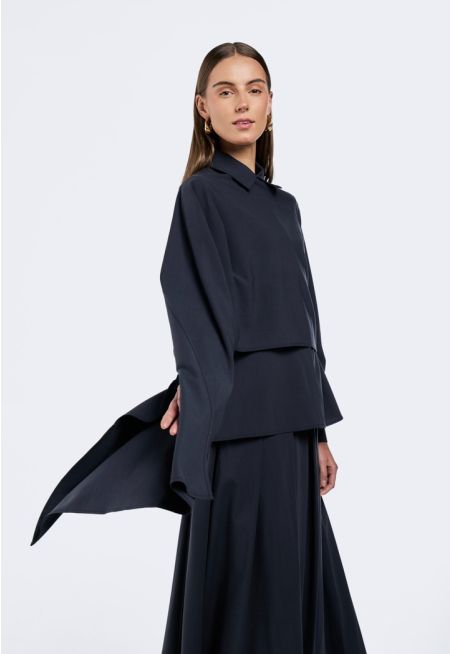 Attached Shawl Detail Shirt