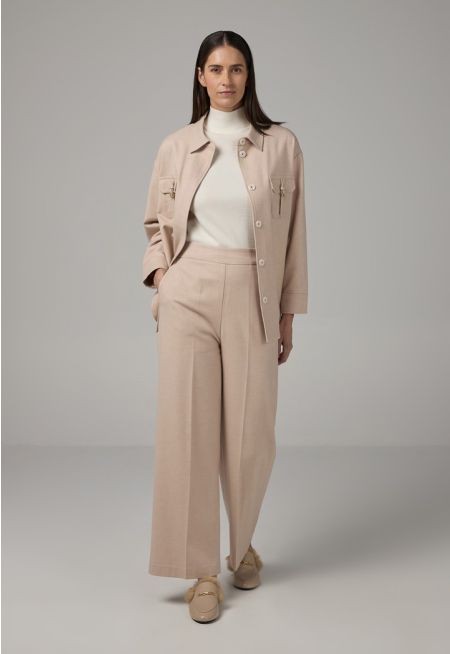 Straight Cut Elasticated Waist Basic Trousers