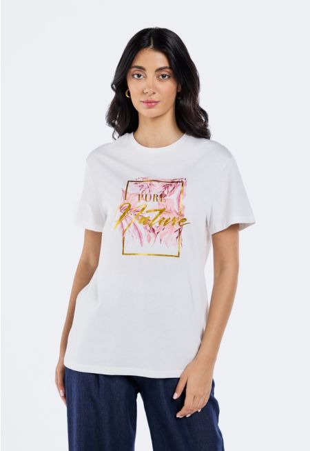 Gold Metallic Print T-Shirt